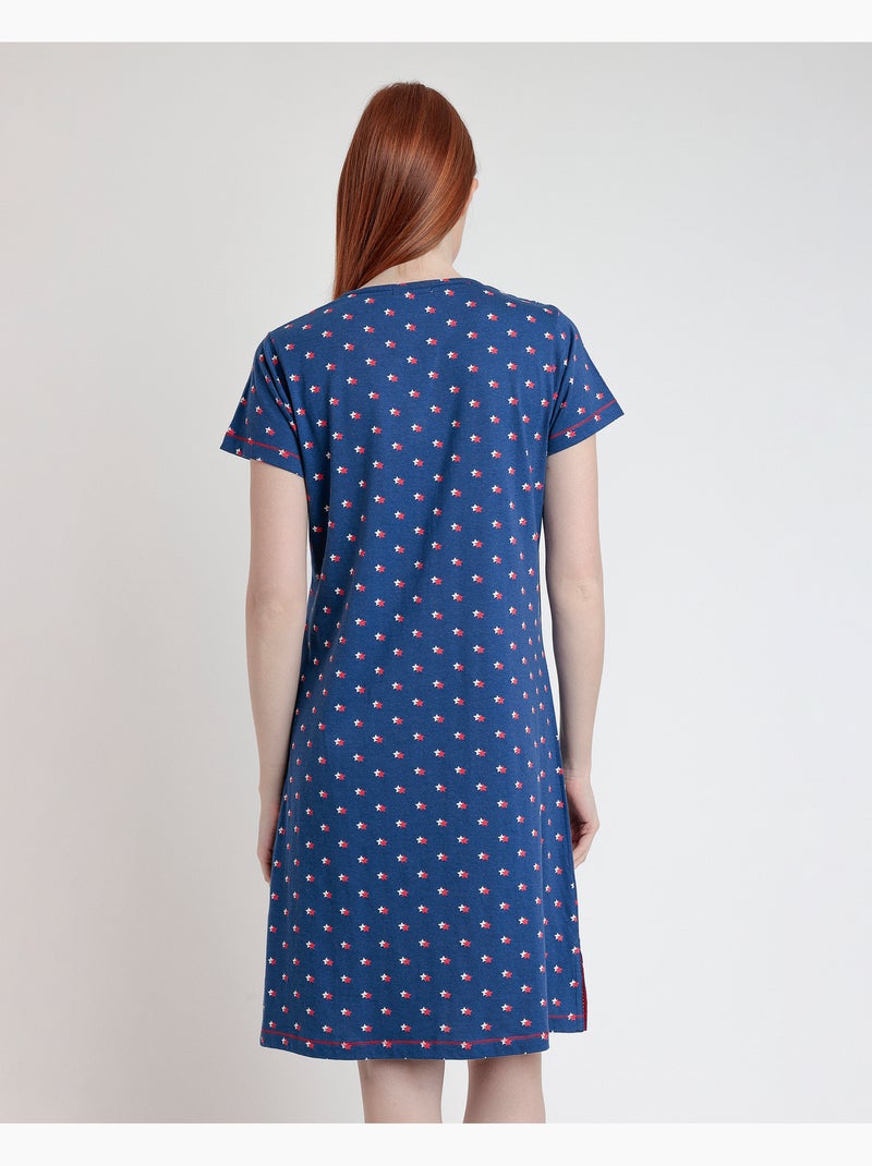 Chemise de nuit à manches courtes Stares Dreams pour femme ADMAS Bleu marine - Kiabi