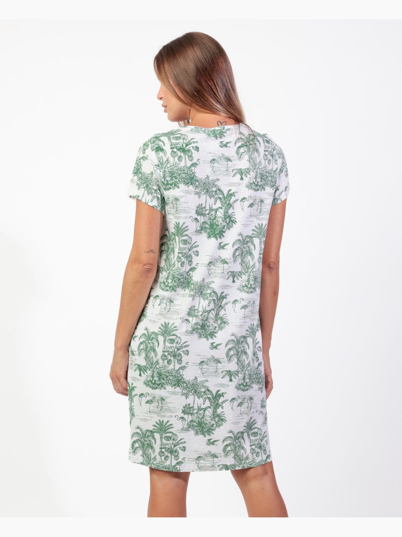 Chemise de nuit à manches courtes Summer Paradise pour femme ADMAS Vert forêt - Kiabi