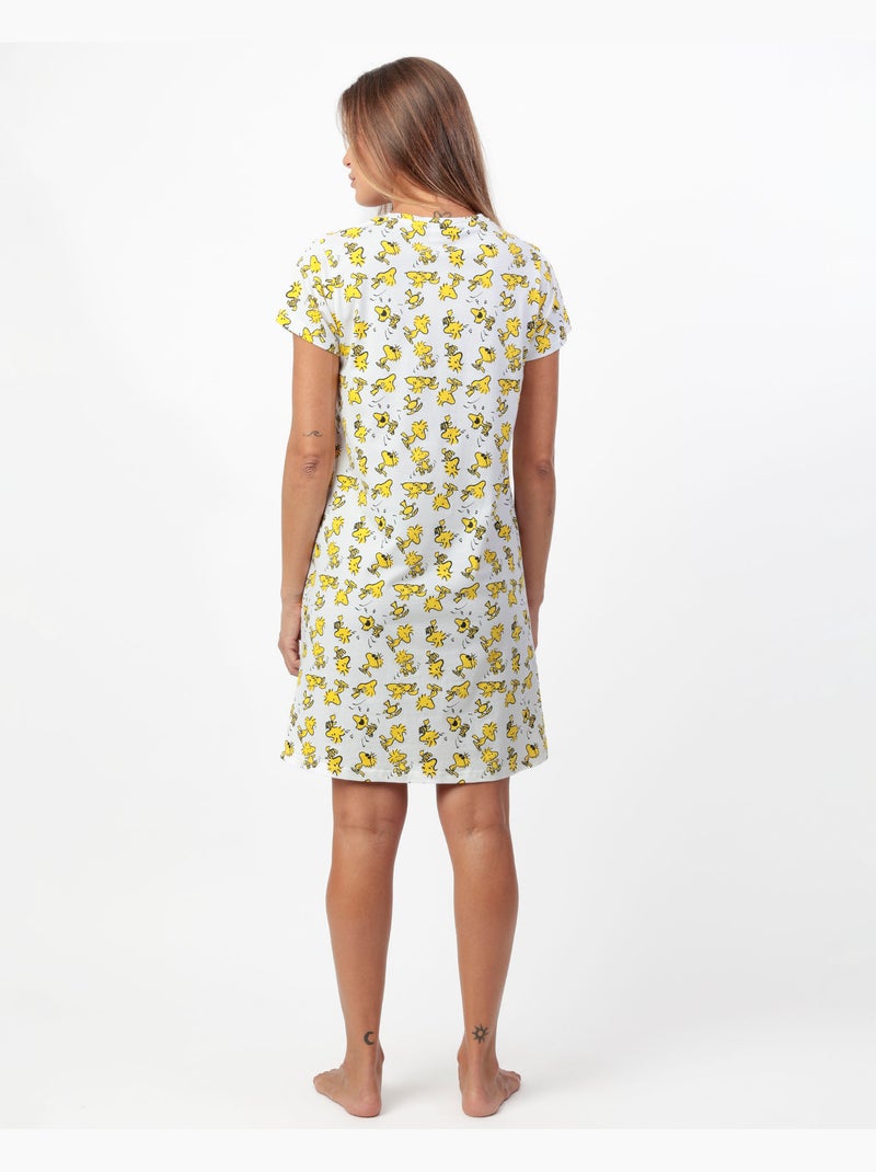 Chemise de nuit à manches courtes Woodstock pour femme de PEANUTS Bleu Jaune - Kiabi