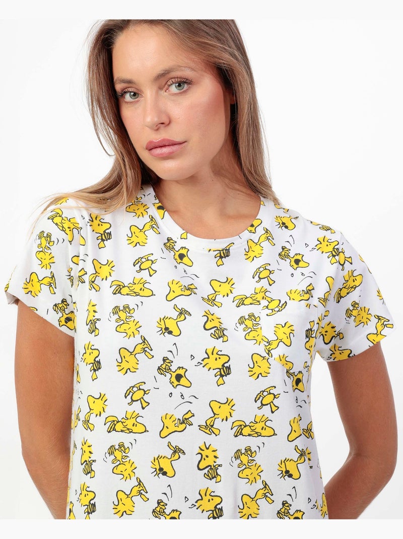 Chemise de nuit à manches courtes Woodstock pour femme de PEANUTS Bleu Jaune - Kiabi