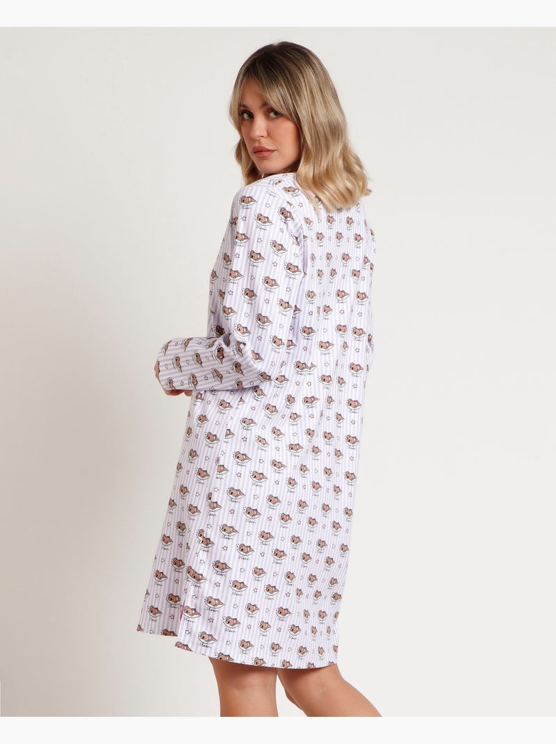 Chemise de nuit à manches longues ADMAS pour femme > Mauve - Kiabi