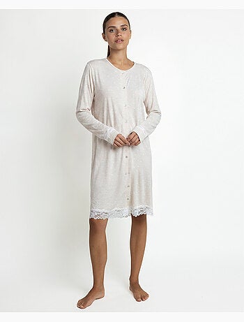 Chemise de nuit à manches longues et cœurs ouverts pour femme ADMAS CLASSIC