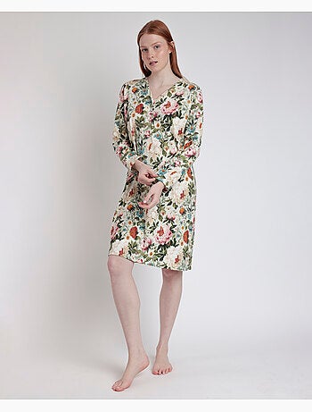 Chemise de nuit à manches longues et patte de boutonnage en cretonne pour femme ADMAS GARDEN
