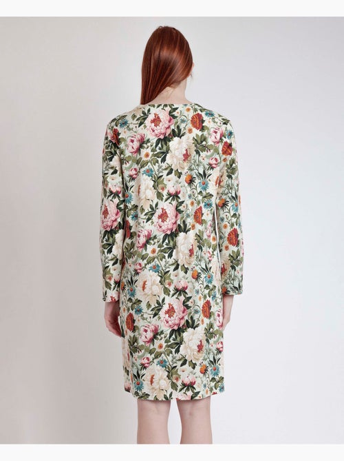Chemise de nuit à manches longues et patte de boutonnage en cretonne pour femme ADMAS GARDEN - Kiabi Chemise de nuit à manches longues et patte de boutonnage en cretonne pour femme ADMAS GARDEN - Kiabi