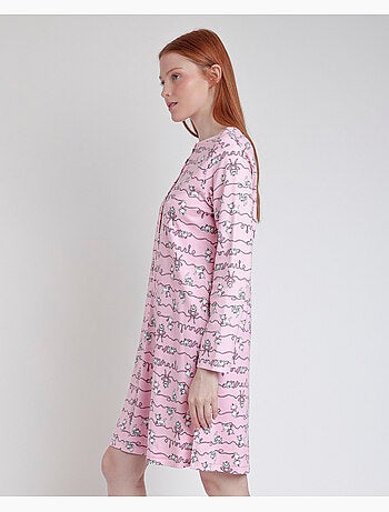 Chemise de nuit à manches longues et patte de boutonnage imprimée Disney pour femme