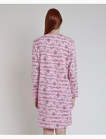 Chemise de nuit à manches longues et patte de boutonnage imprimée Disney pour femme