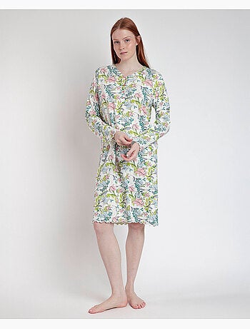 Chemise de nuit à manches longues et patte de boutonnage pour femme ADMAS GARDEN Autumn Garden