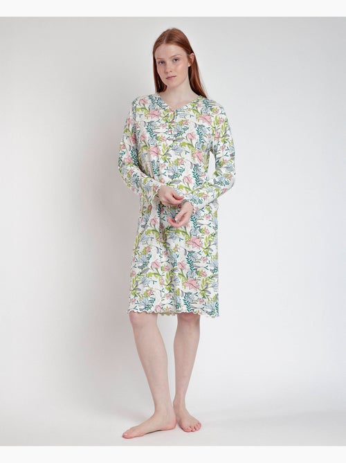 Chemise de nuit à manches longues et patte de boutonnage pour femme ADMAS GARDEN Autumn Garden - Kiabi Chemise de nuit à manches longues et patte de boutonnage pour femme ADMAS GARDEN Autumn Garden - Kiabi