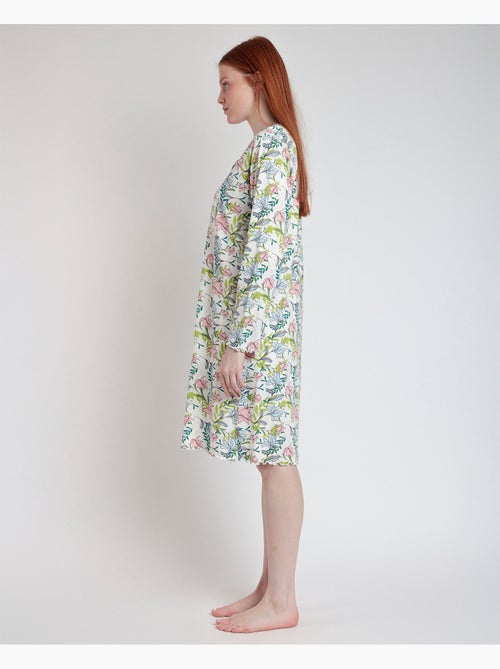 Chemise de nuit à manches longues et patte de boutonnage pour femme ADMAS GARDEN Autumn Garden - Kiabi Chemise de nuit à manches longues et patte de boutonnage pour femme ADMAS GARDEN Autumn Garden - Kiabi