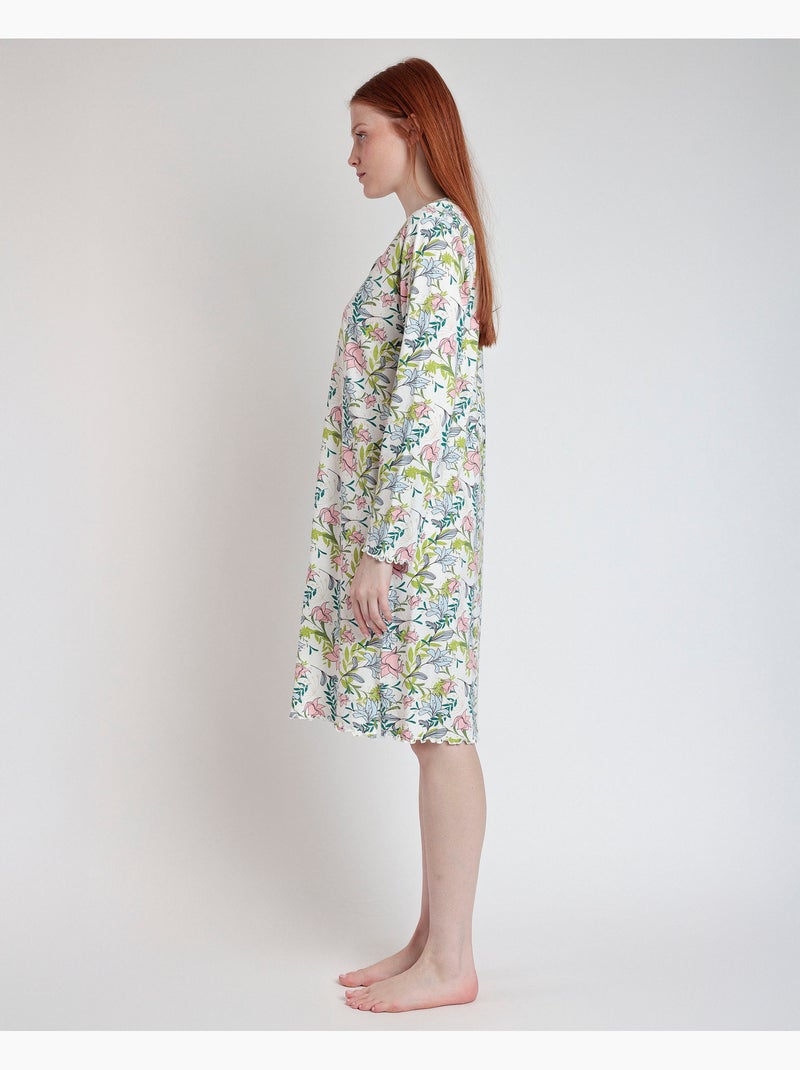 Chemise de nuit à manches longues et patte de boutonnage pour femme ADMAS GARDEN Autumn Garden Rose - Kiabi