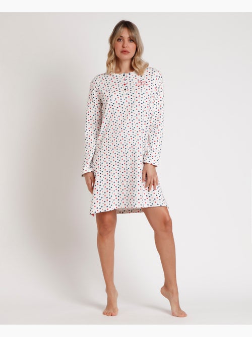Chemise de nuit à manches longues et patte d'étoile ADMAS pour femme - Kiabi