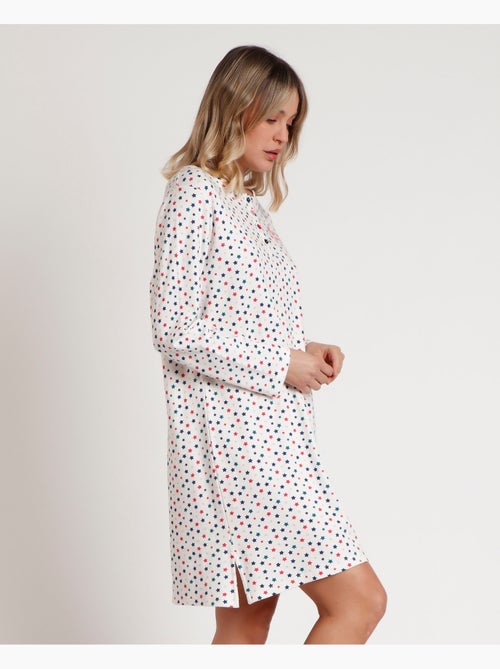 Chemise de nuit à manches longues et patte d'étoile ADMAS pour femme - Kiabi