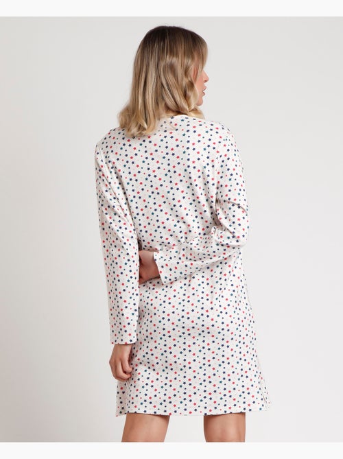 Chemise de nuit à manches longues et patte d'étoile ADMAS pour femme - Kiabi