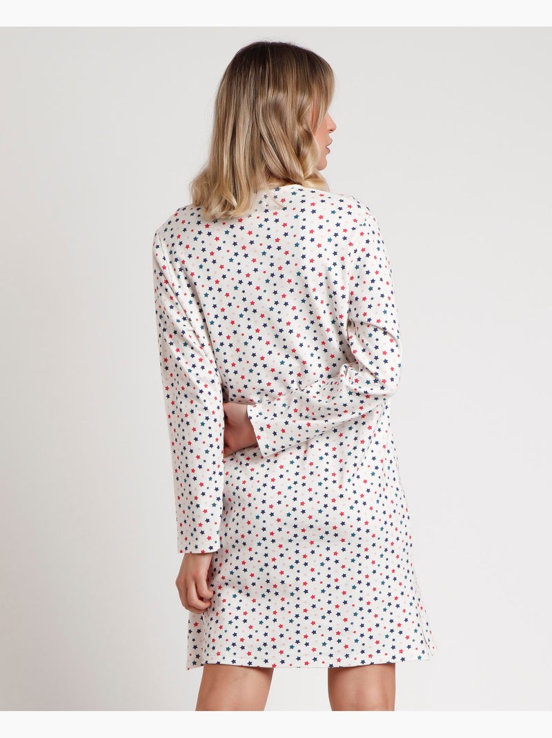 Chemise de nuit à manches longues et patte d'étoile ADMAS pour femme Multicolore - Kiabi