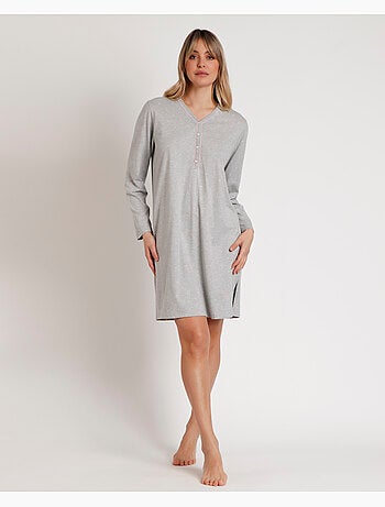 Chemise de nuit à manches longues pour femme admas classic à cœurs roses
