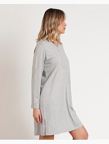 Chemise de nuit à manches longues pour femme admas classic à cœurs roses