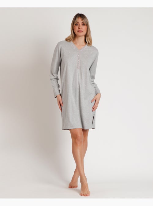 Chemise de nuit à manches longues pour femme admas classic à curs roses - Kiabi Chemise de nuit à manches longues pour femme admas classic à curs roses - Kiabi