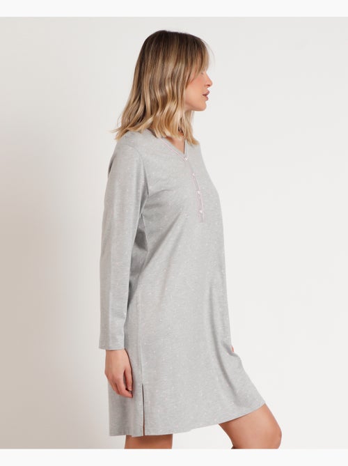Chemise de nuit à manches longues pour femme admas classic à curs roses - Kiabi Chemise de nuit à manches longues pour femme admas classic à curs roses - Kiabi