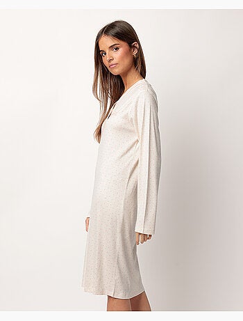 Chemise de nuit à manches longues pour femme ADMAS CLASSIC à pois et fleurs