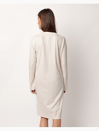 Chemise de nuit à manches longues pour femme ADMAS CLASSIC à pois et fleurs