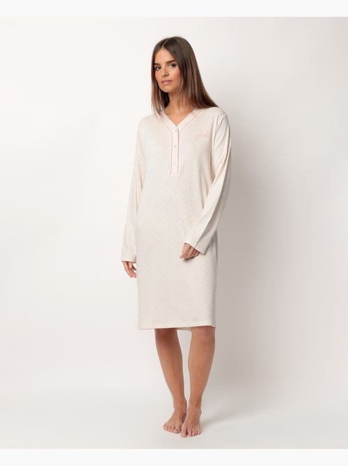 Chemise de nuit à manches longues pour femme ADMAS CLASSIC à pois et fleurs - Kiabi Chemise de nuit à manches longues pour femme ADMAS CLASSIC à pois et fleurs - Kiabi