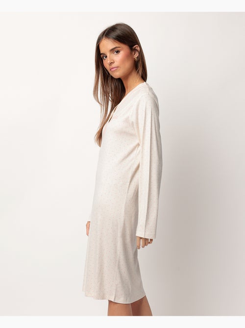 Chemise de nuit à manches longues pour femme ADMAS CLASSIC à pois et fleurs - Kiabi Chemise de nuit à manches longues pour femme ADMAS CLASSIC à pois et fleurs - Kiabi