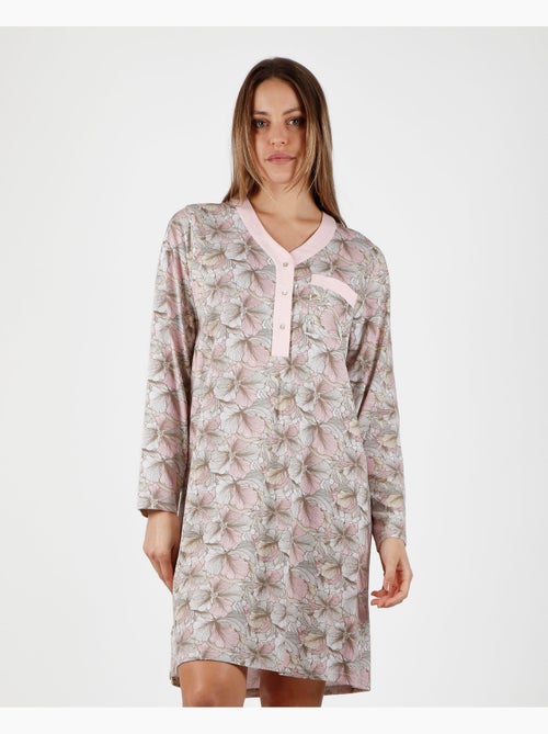 Chemise de nuit à manches longues pour femme ADMAS GARDEN Made With Love - Kiabi Chemise de nuit à manches longues pour femme ADMAS GARDEN Made With Love - Kiabi