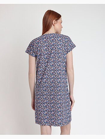 Chemise de nuit à manches tombantes ADMAS bleu et rose Liberty pour femme