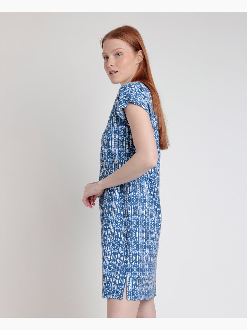 Chemise de nuit à manches tombantes ADMAS Ibiza Trip pour femme Bleu - Kiabi