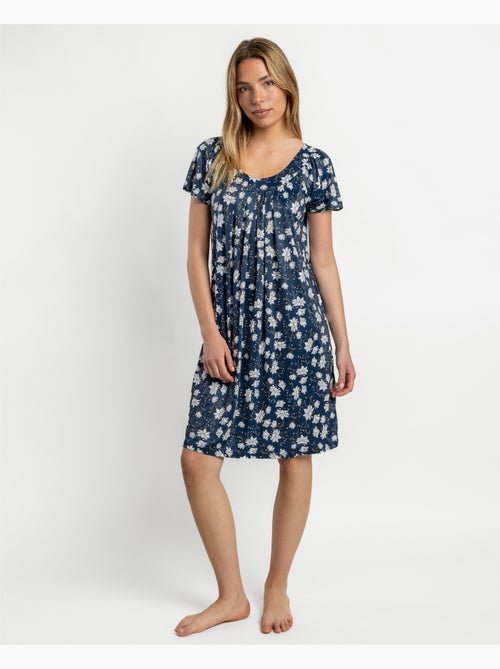 Chemise de nuit à manches tombantes et imprimé floral bleu marine pour femme ADMAS GARDEN - Kiabi Chemise de nuit à manches tombantes et imprimé floral bleu marine pour femme ADMAS GARDEN - Kiabi