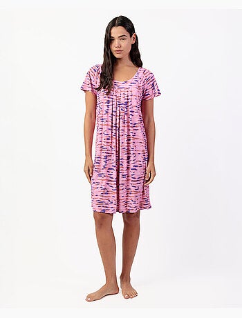 Chemise de nuit à manches tombantes rose à imprimé tigre pour femme ADMAS GARDEN