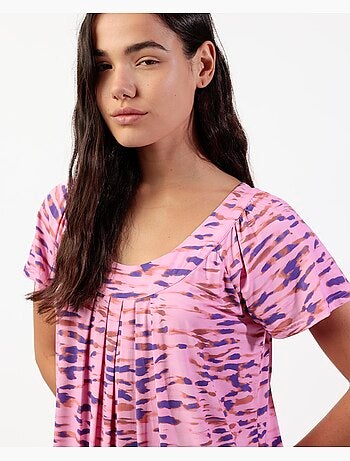 Chemise de nuit à manches tombantes rose à imprimé tigre pour femme ADMAS GARDEN
