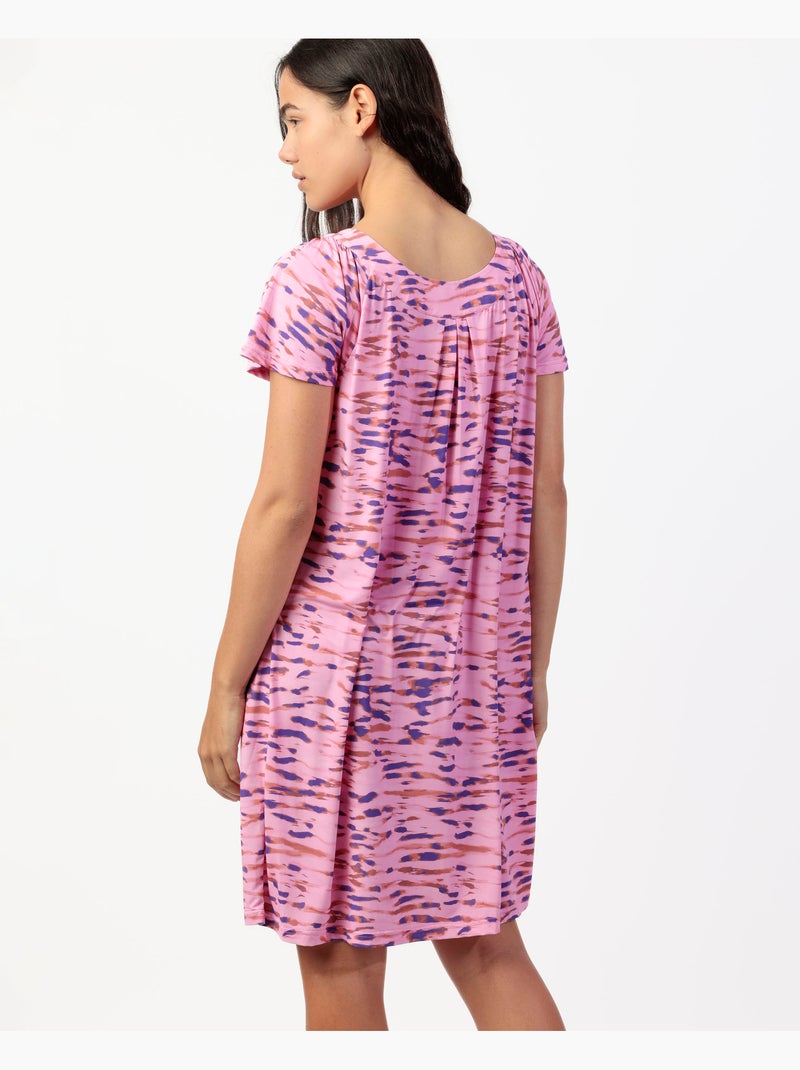 Chemise de nuit à manches tombantes rose à imprimé tigre pour femme ADMAS GARDEN Rose - Kiabi