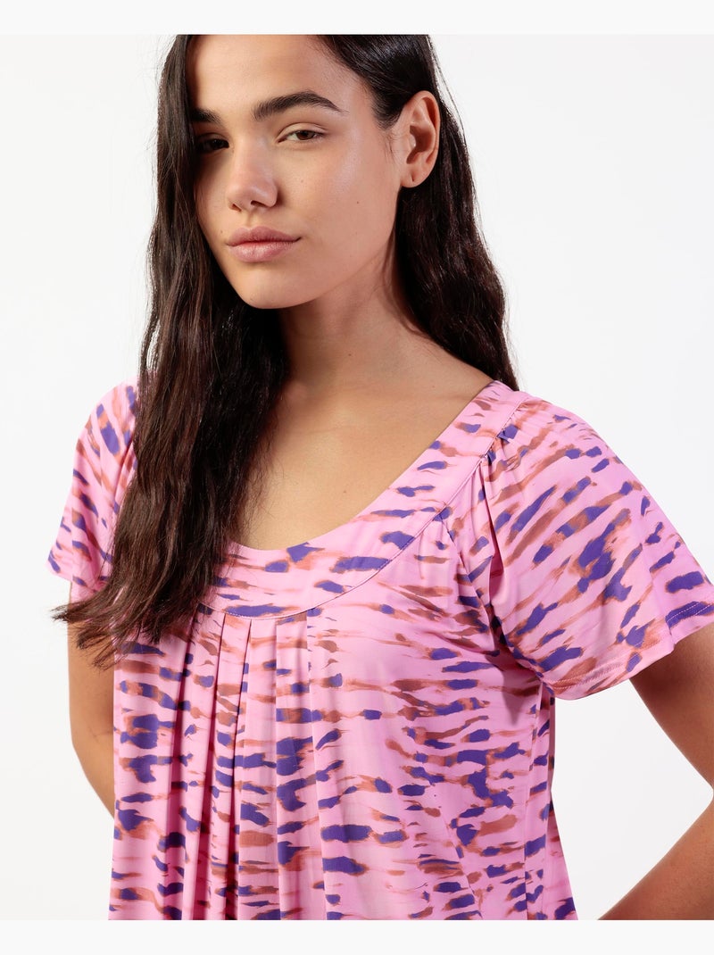 Chemise de nuit à manches tombantes rose à imprimé tigre pour femme ADMAS GARDEN Rose - Kiabi