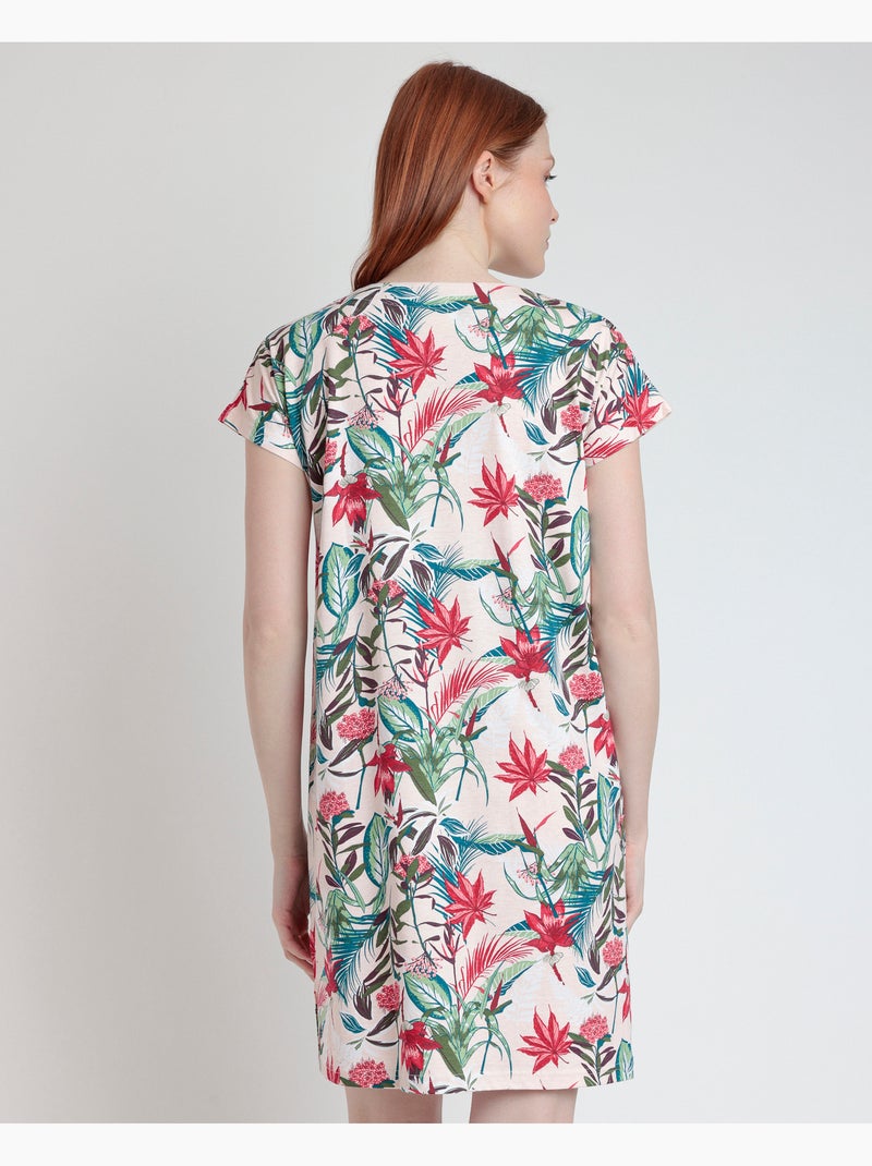 Chemise de nuit à manches tombantes Tropical Spirit pour femme ADMAS GARDEN Rouge - Kiabi