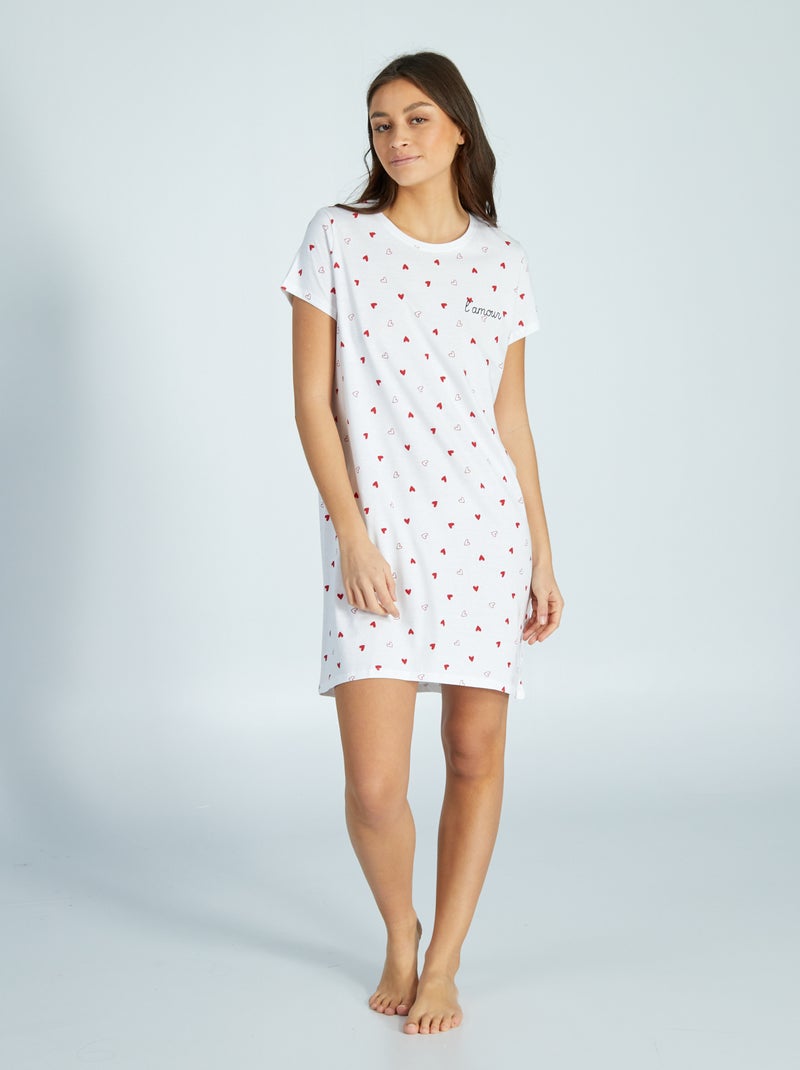 Chemise de nuit avec cœur - Saint Valentin Blanc - Kiabi