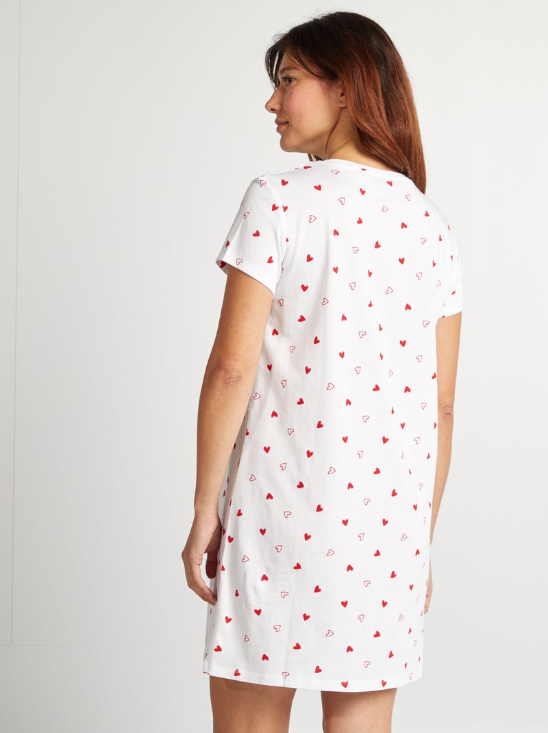 Chemise de nuit Blanc coeur - Kiabi