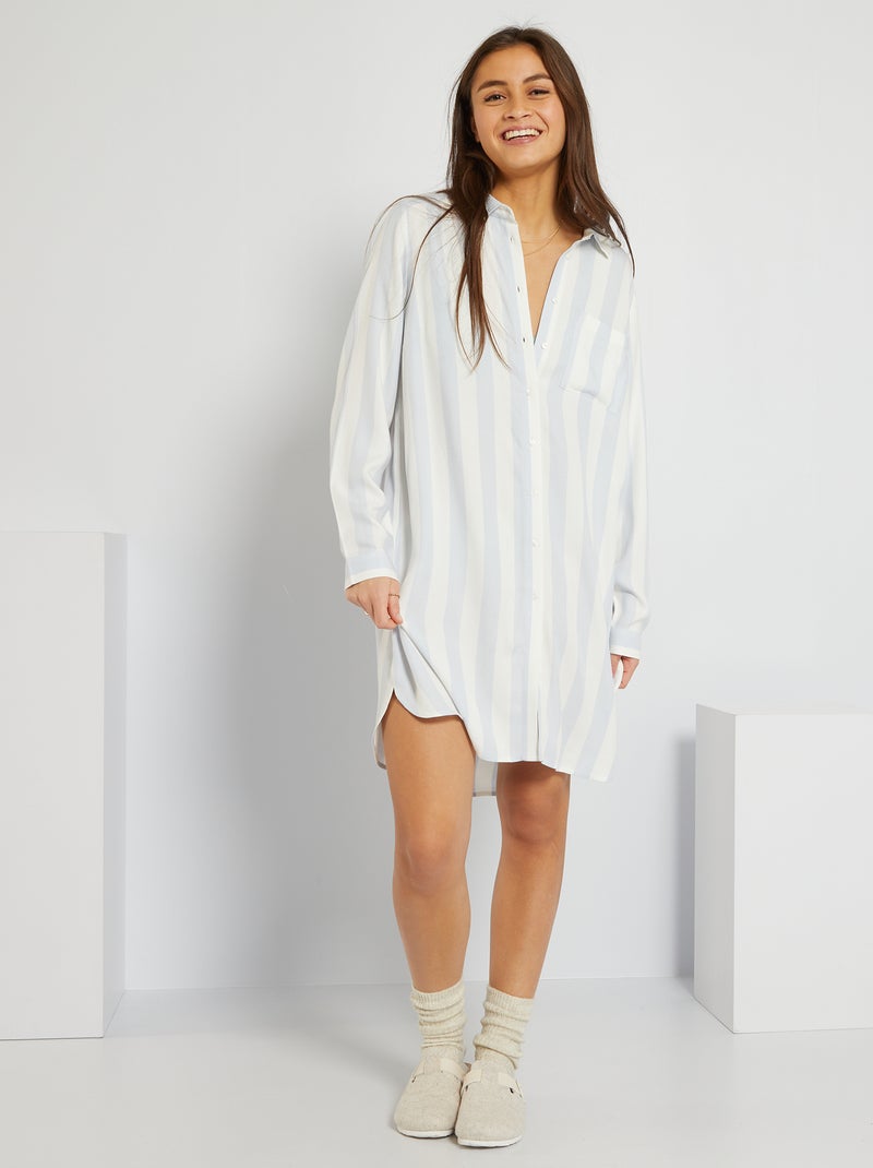 Chemise de nuit bleu rayé - Kiabi