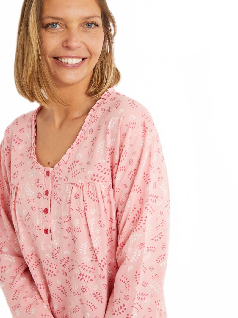 Chemise de nuit boutonnée coton grandes tailles Multicolore - Kiabi
