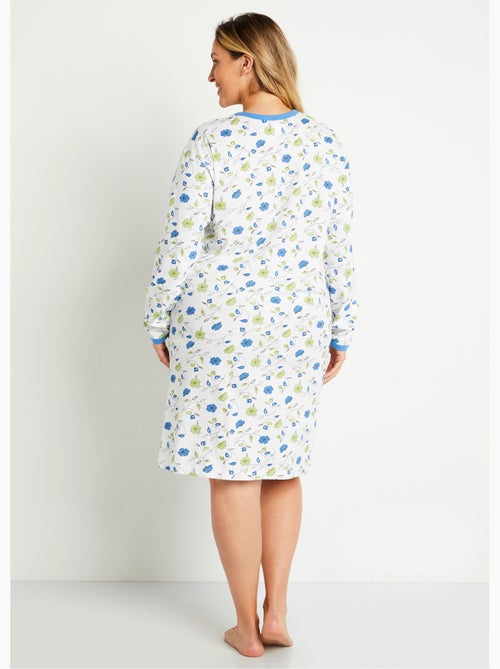 Chemise de nuit boutonnée coton imprimé mi longue - Afibel - Kiabi