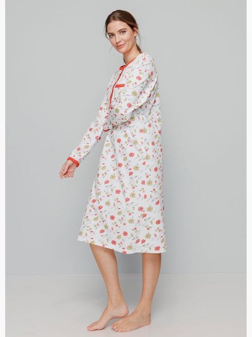 Chemise de nuit boutonnée coton imprimé mi longue - afibel - Kiabi Chemise de nuit boutonnée coton imprimé mi longue - afibel - Kiabi