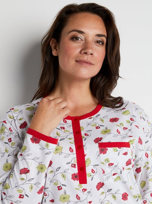 Chemise de nuit boutonnée coton imprimé mi longue - afibel - Kiabi Chemise de nuit boutonnée coton imprimé mi longue - afibel - Kiabi