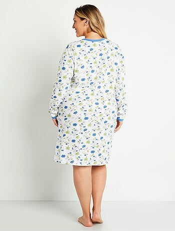 Chemise de nuit boutonnée coton imprimé mi longue
