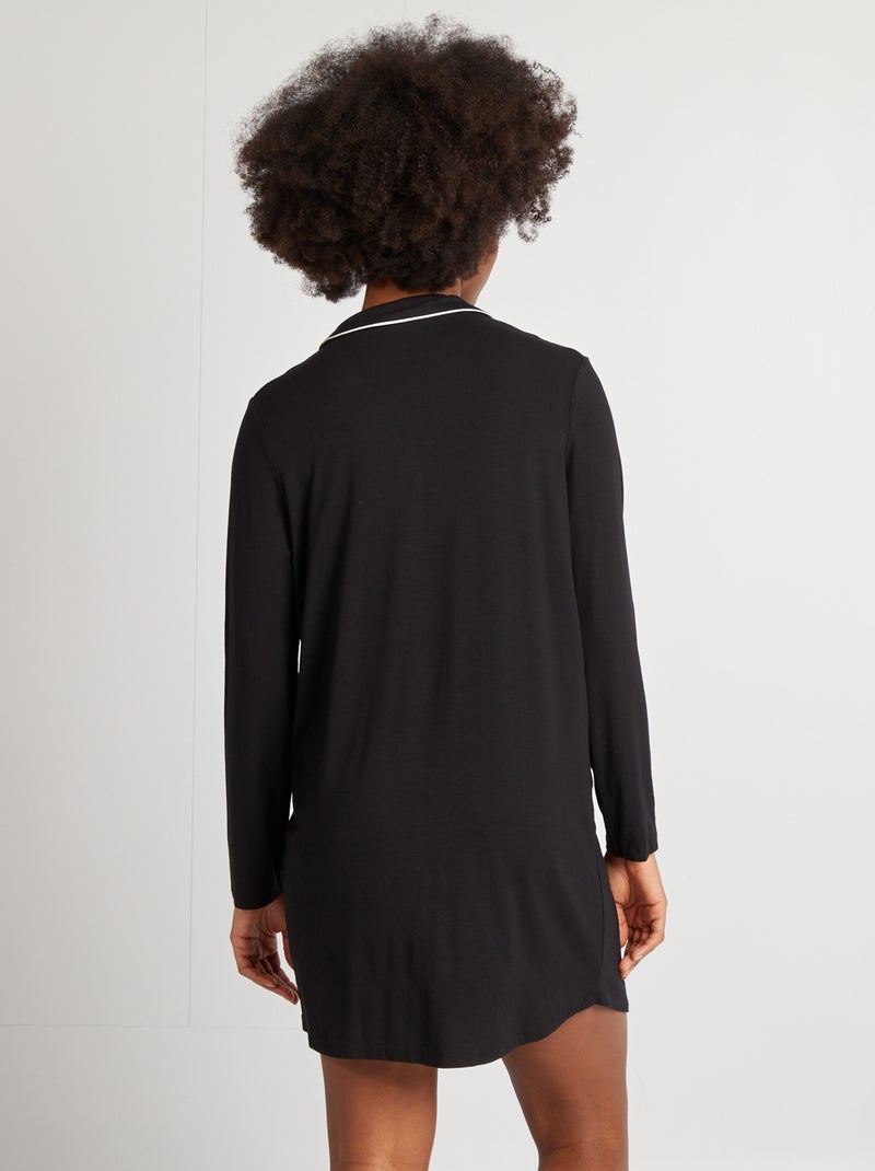 Chemise de nuit boutonnée noir - Kiabi