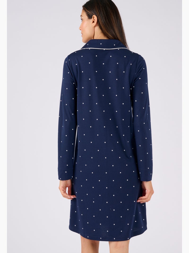 Chemise de nuit boutonnée Thermolactyl - Damart Bleu - Kiabi