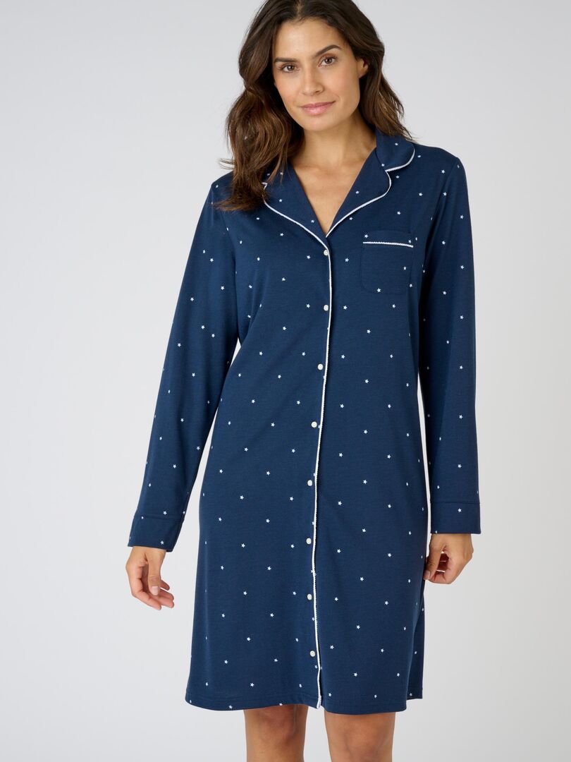 Chemise de nuit boutonn?�e Thermolactyl - Damart - Bleu marine - Kiabi - 45.99�?�