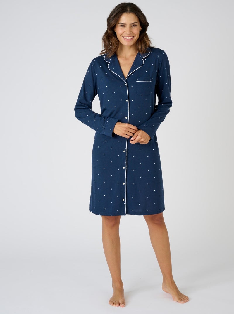 Chemise de nuit à manches longues | Bleu foncé | NEW YORKER