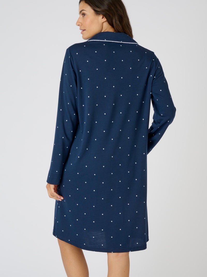 Chemise de nuit boutonnée Thermolactyl - Damart Bleu marine - Kiabi