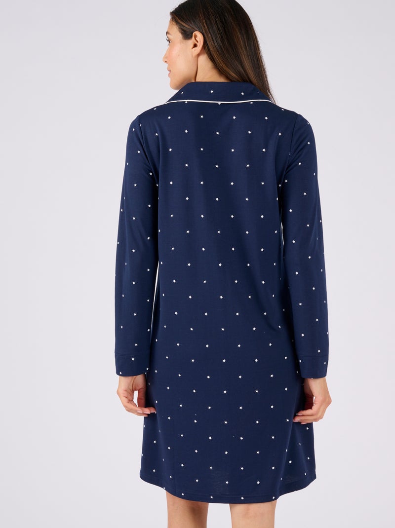 Chemise de nuit boutonnée Thermolactyl - Damart Bleu marine - Kiabi