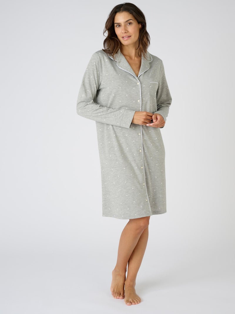 Chemise de nuit boutonnée Thermolactyl - Damart Gris - Kiabi